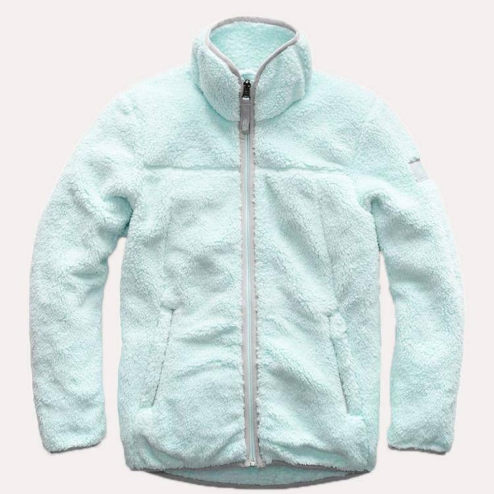 The North Face Kid’s Sherpa Mint Green Fleece Zip-Up Jacket